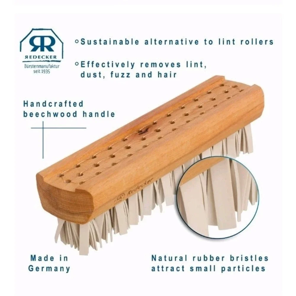 Redecker Natural Lint Brush Oiled Beechwood 7-1/4